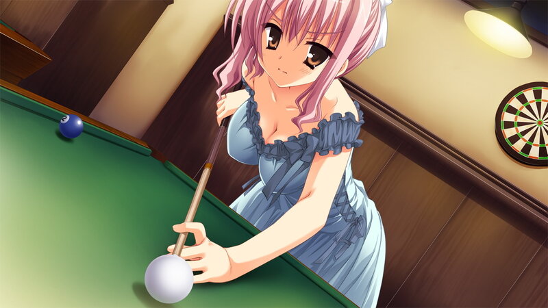 Pink-haired Girl Playing Pool