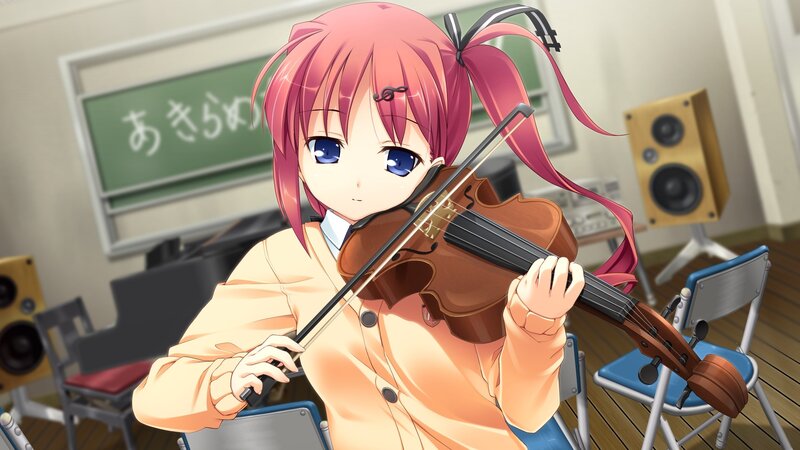Pink-haired Girl Playing Violin — Pink, Calm