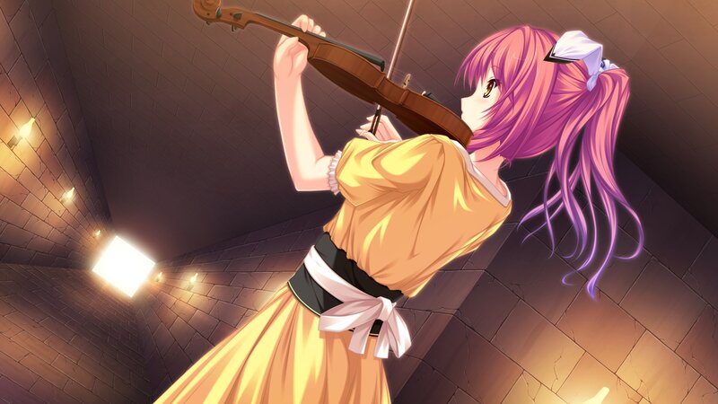 Pink-haired Girl Playing Violin — Purple