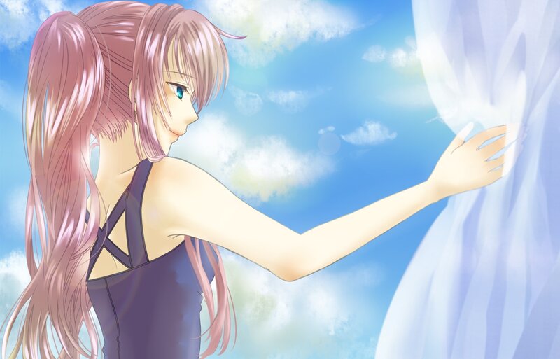 Pink-haired Girl Reaching — Blue