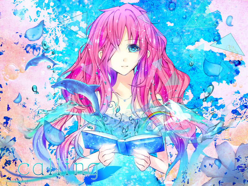 Pink-haired Girl Reading Book — Blue, Serene