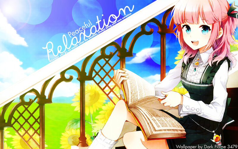 Pink-haired Girl Reading Book — Blue