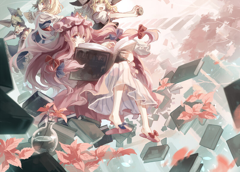 Pink-haired Girl Reading Book — Pink, Calm, Spring