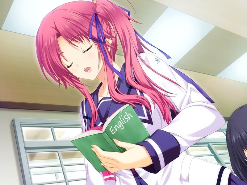 Pink-haired Girl Reading Book — Pink, Calm