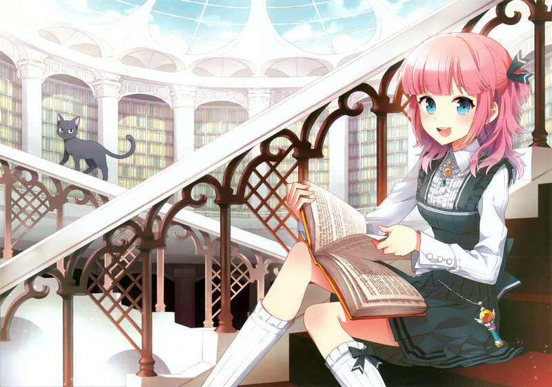 Pink-haired Girl Reading Book — Pink