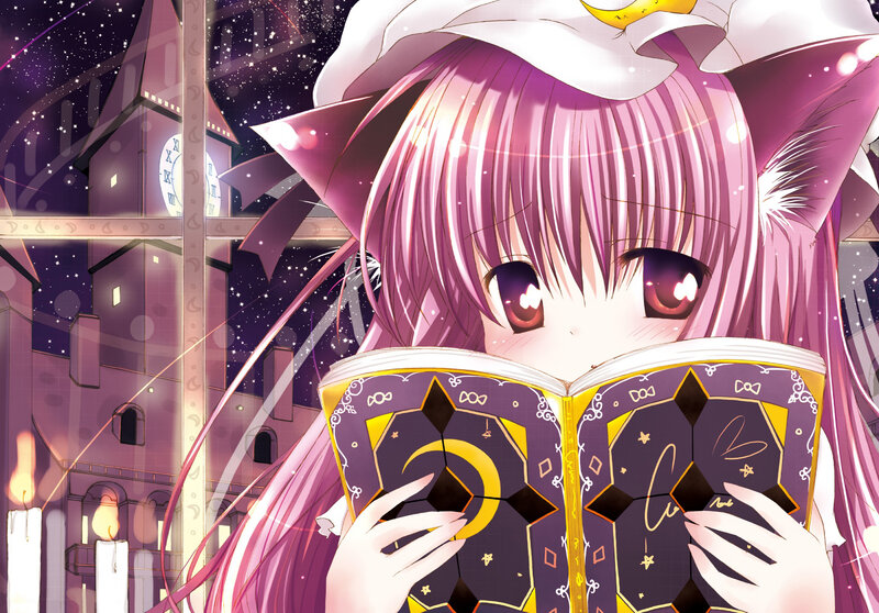 Pink-haired Girl Reading Book — Purple