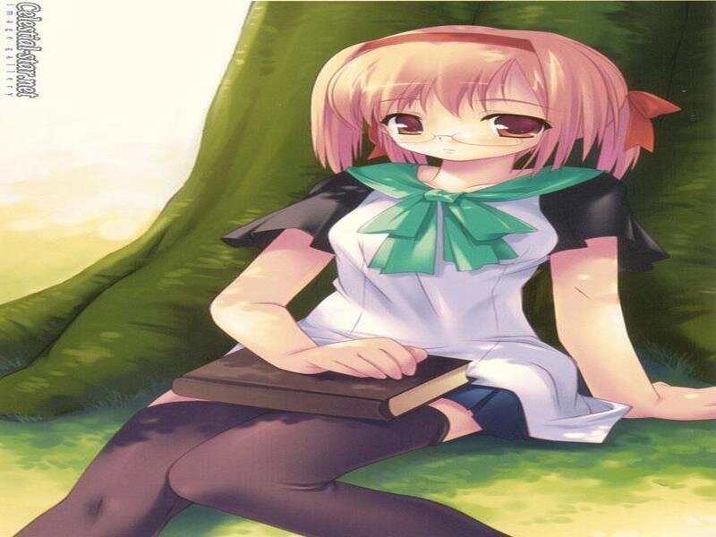 Pink-haired Girl Reading — Green