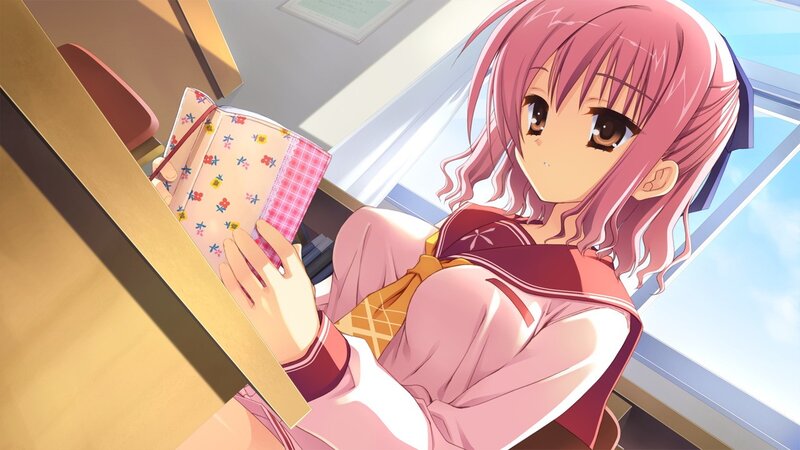 Pink-haired Girl Reading — Pink, Calm, Afternoon, Anime, Book