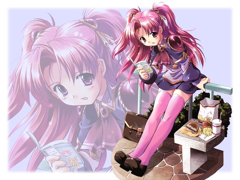 Pink-haired Girl Reading — Pink, Calm, Afternoon