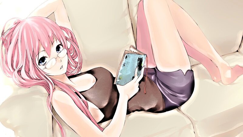 Pink-haired Girl Reading — Pink, Relaxed, Manga