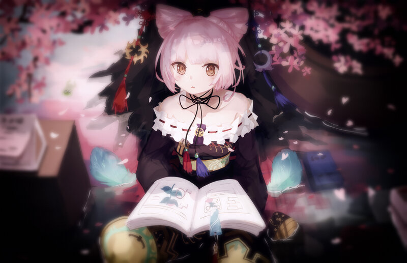 Pink-haired Girl Reading — Pink, Serene, Spring