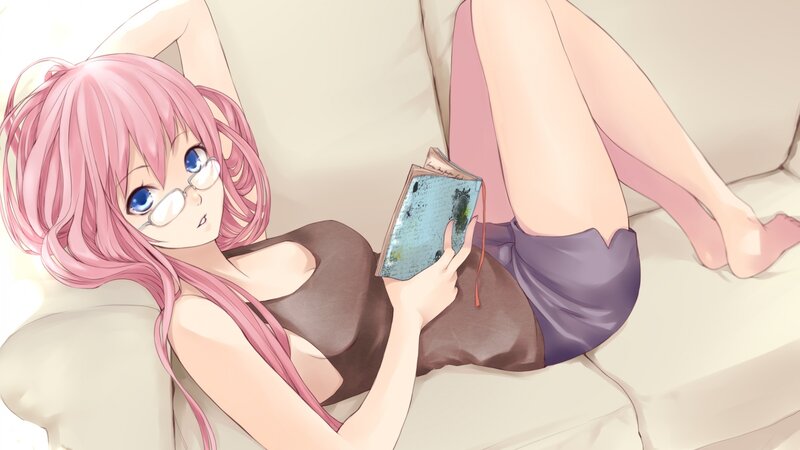 Pink-haired Girl Reading — Pink