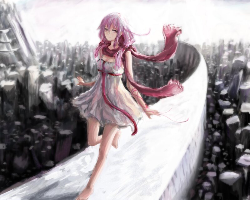 Pink-haired Girl Running — White, Dynamic