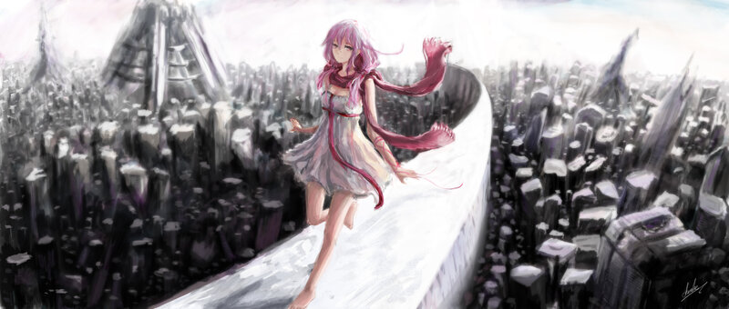 Pink-haired Girl Running — White