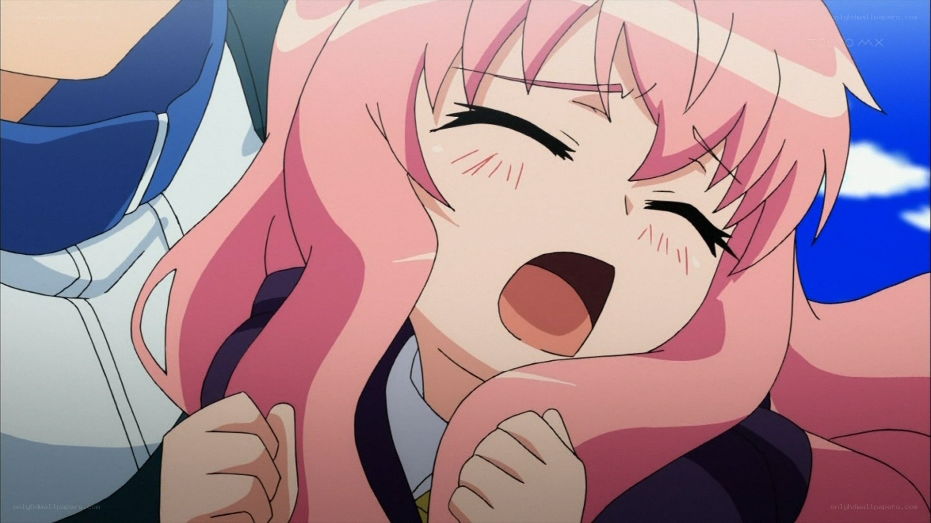 pink-haired girl screaming