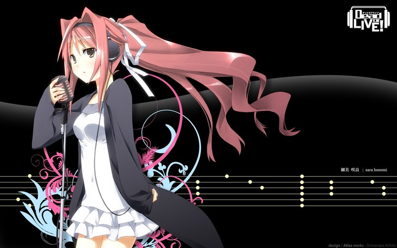 Pink-haired Girl Singing — Black