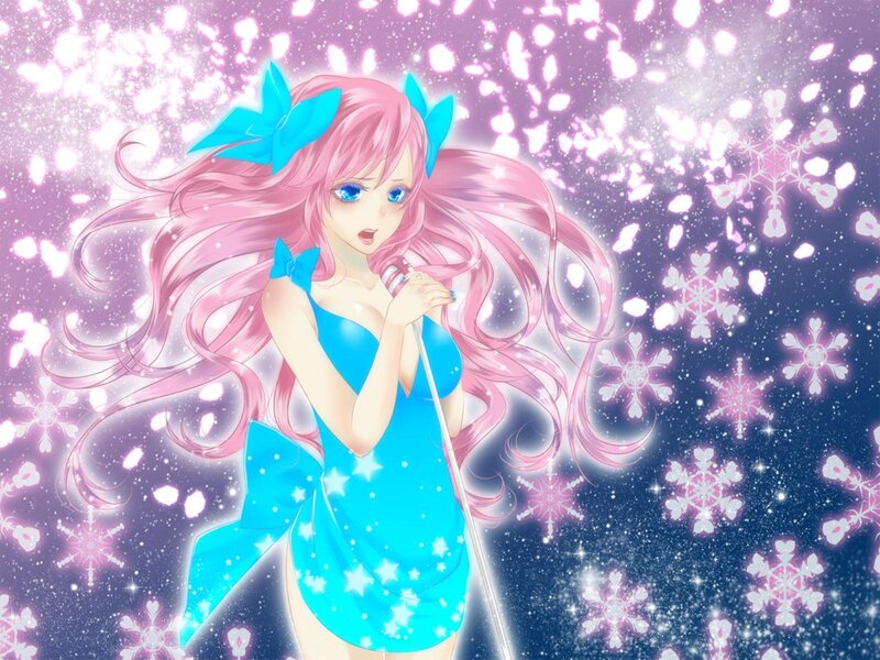 Pink-haired Girl Singing — Blue