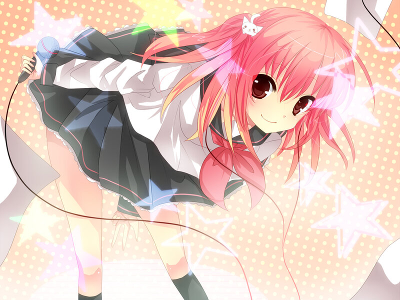 Pink-haired Girl Singing — Pink, Energetic, Anime