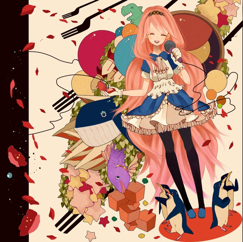 Pink-haired Girl Singing — Pink, Playful