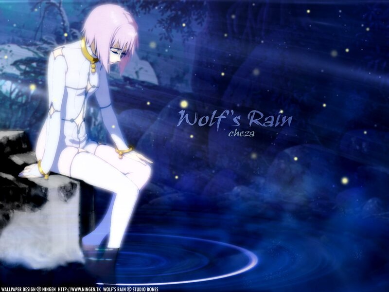 Pink-haired Girl Sitting — Blue, Serene, Night