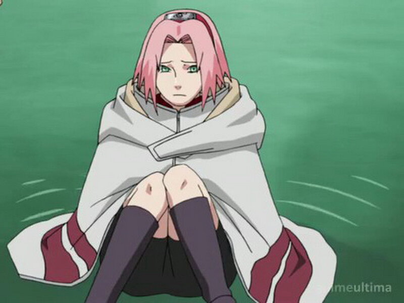 Pink-haired Girl Sitting — Green