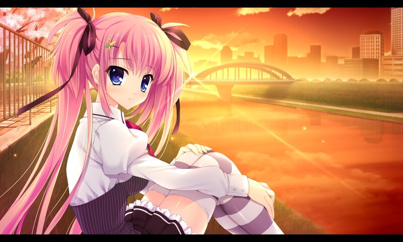 Pink-haired Girl Sitting — Orange