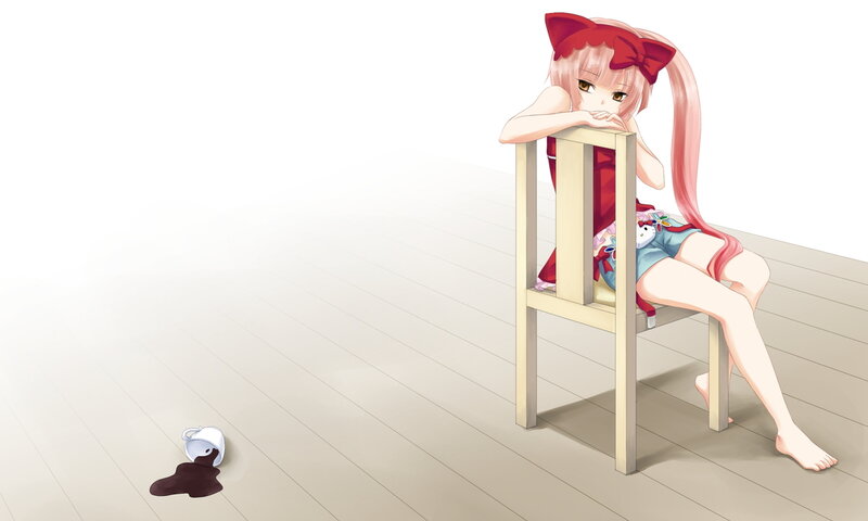 Pink-haired Girl Sitting — Pink, Calm