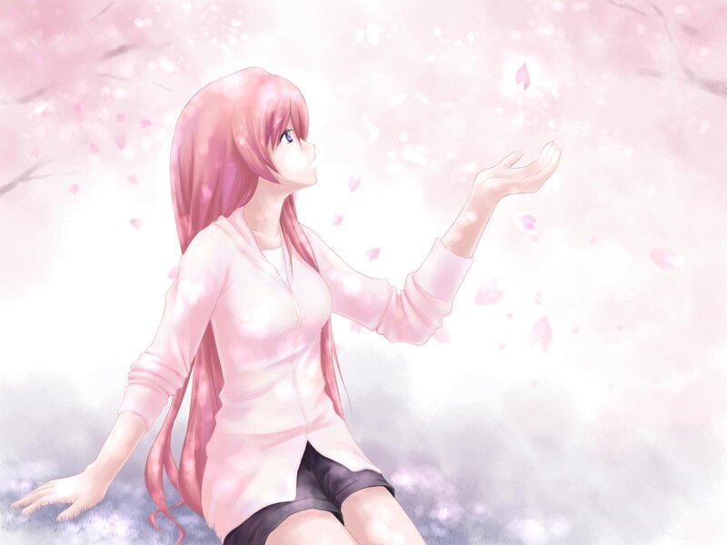 Pink-haired Girl Sitting — Pink