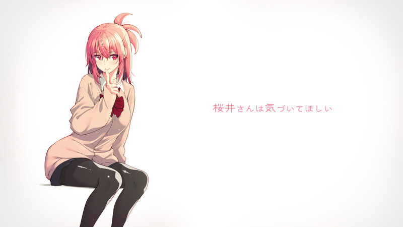 Pink-haired Girl Sitting — White
