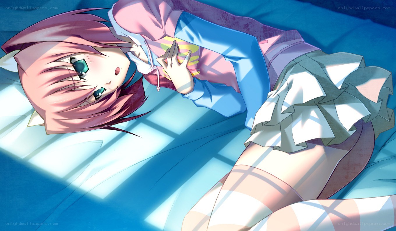 pink-haired girl sleeping