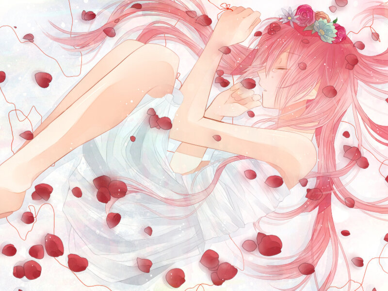 Pink-haired Girl Sleeping — Pink, Serene