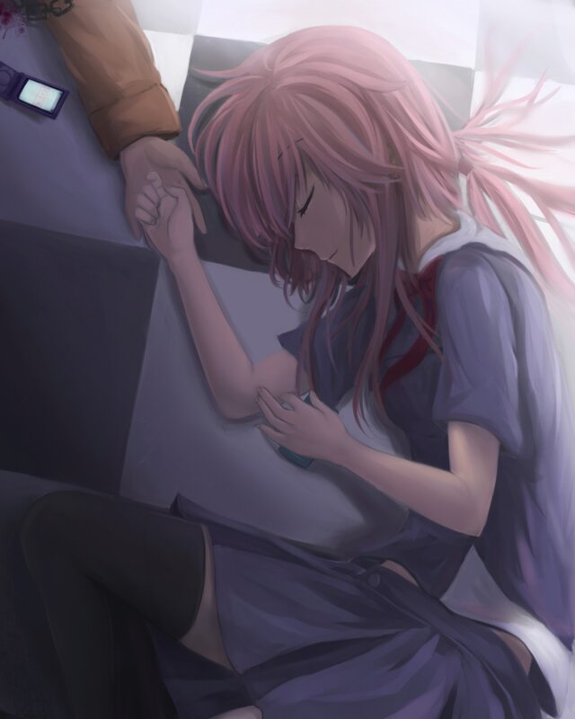 Pink-haired Girl Sleeping — Purple, Calm