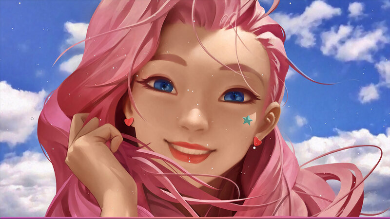 Pink-haired Girl Smiling — Pink