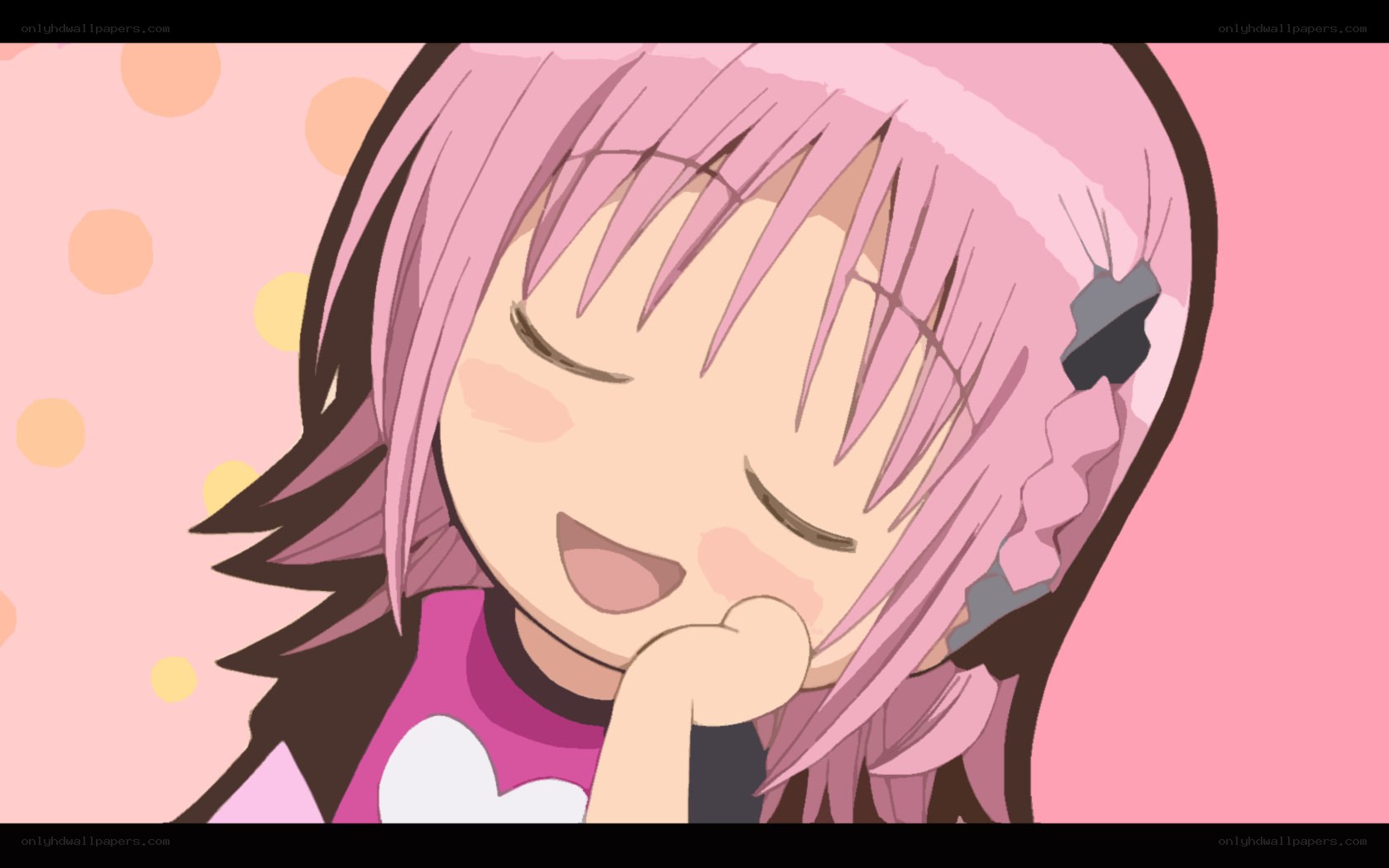 pink-haired girl smiling