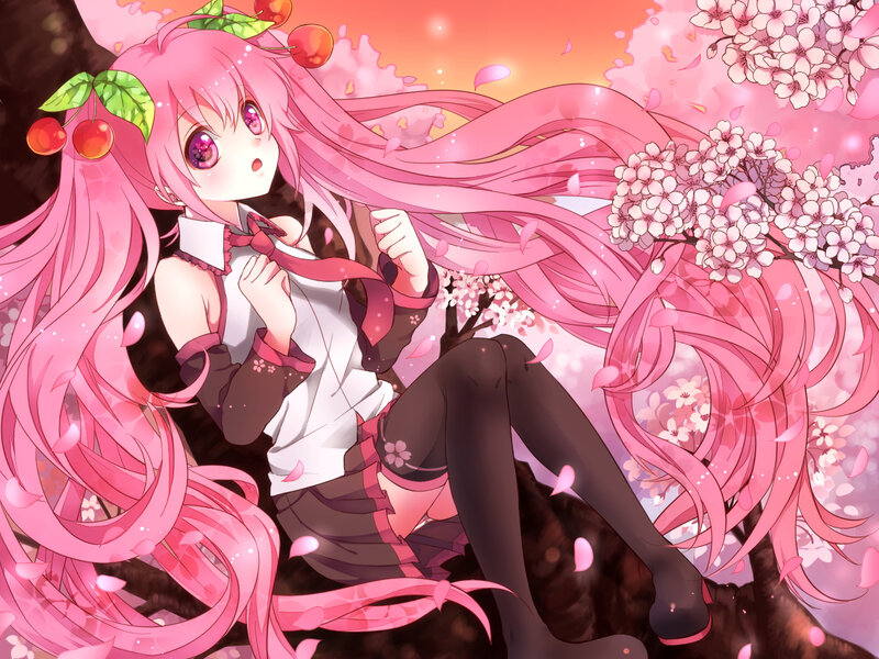 Pink-haired Girl under Cherry Blossoms — Pink