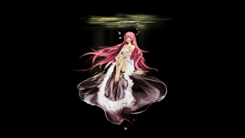 Pink-haired Girl Underwater — Black