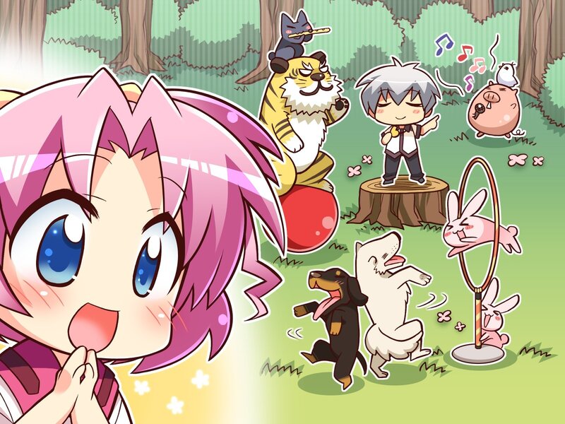Pink-haired Girl Watching Animals
