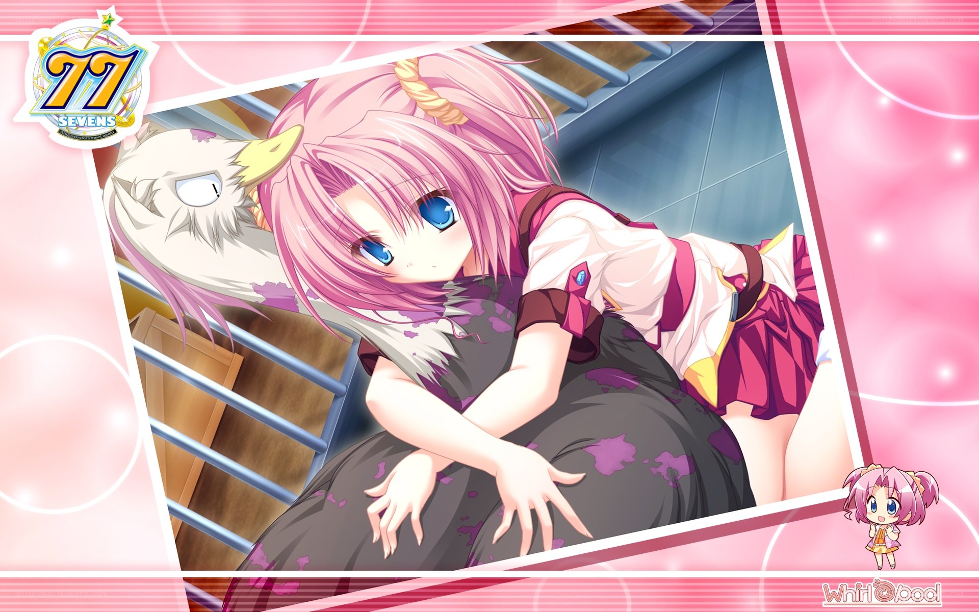 Pink-haired girl with a creature