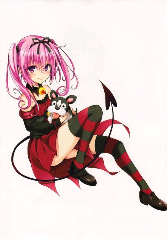 pink-haired girl with a dog