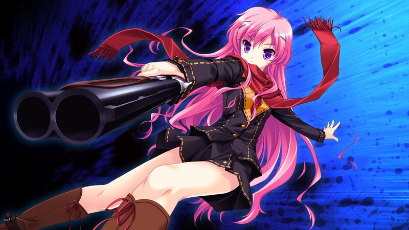 Pink-haired girl with a gun