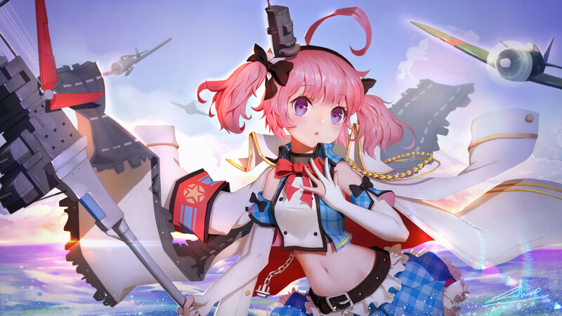 Pink-haired Girl with Aircraft