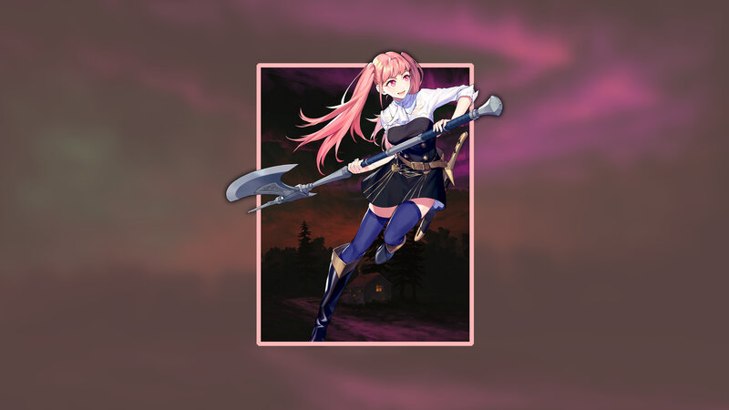 Pink-haired Girl with Axe — Purple, Dramatic