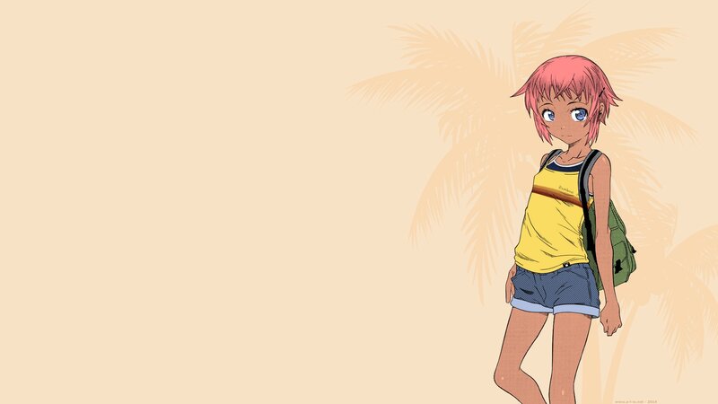 Pink-haired Girl with Backpack