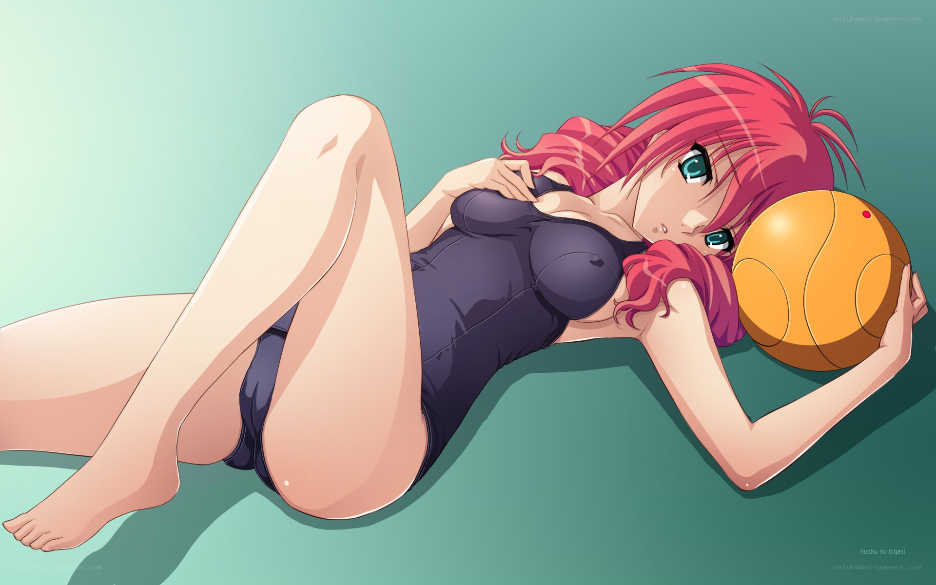pink-haired girl with ball