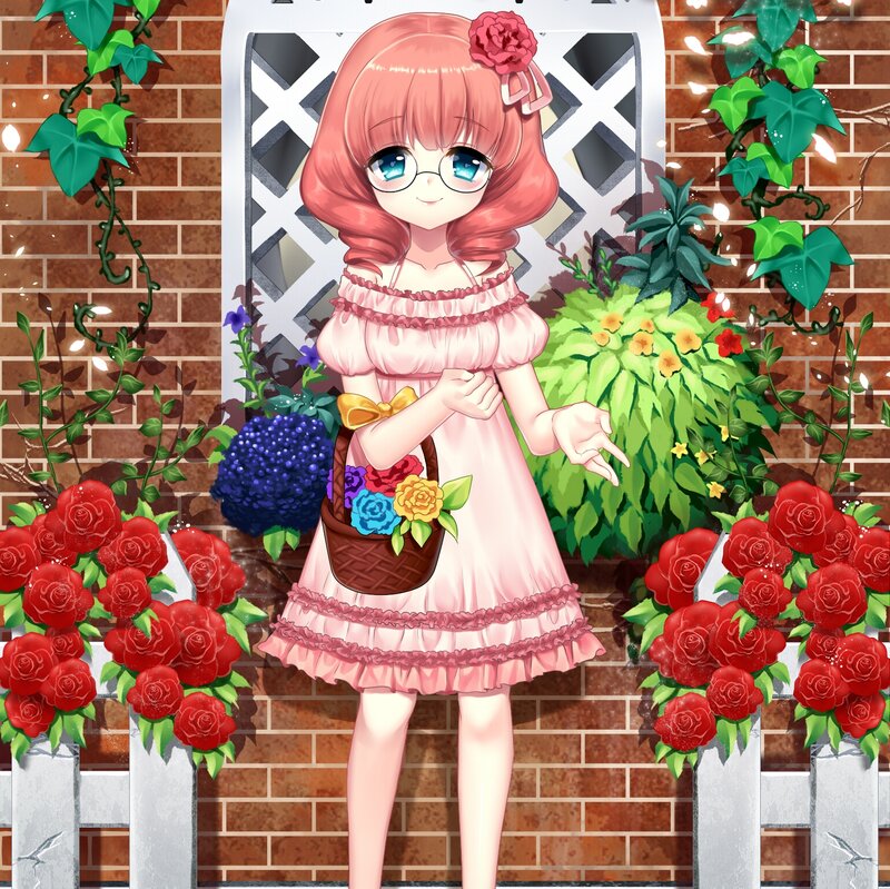 Pink-haired Girl with Basket — Pink