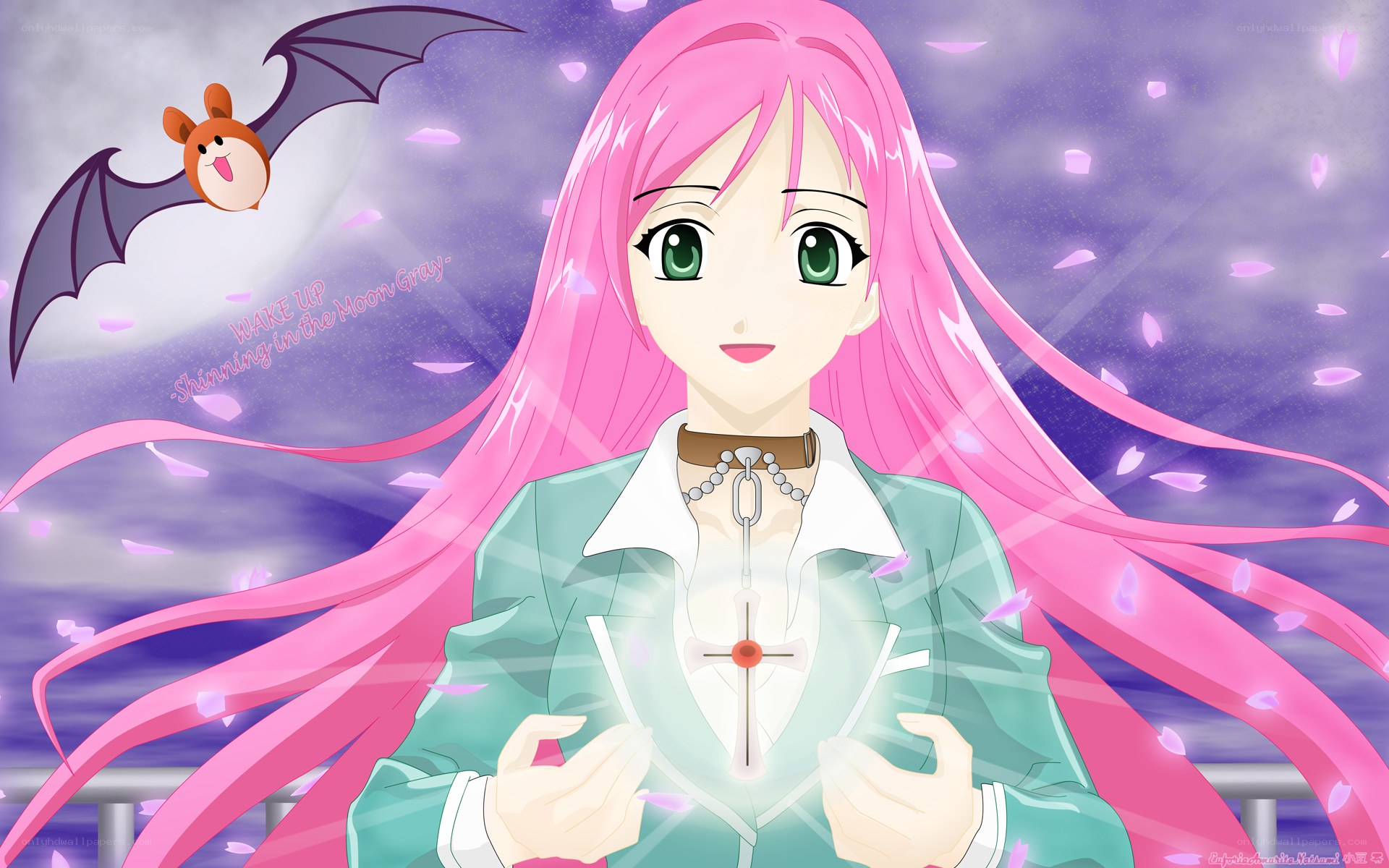 Pink-haired girl with bat
