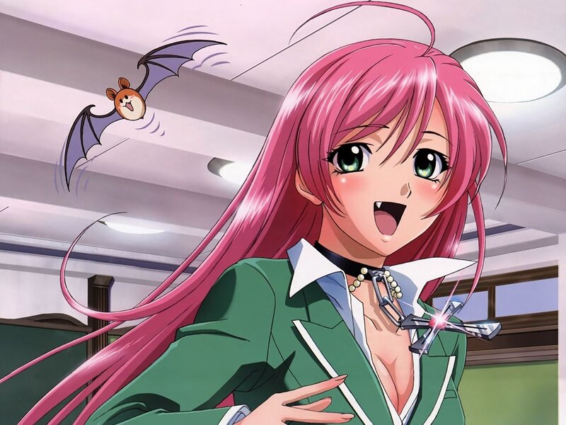 pink-haired girl with bat