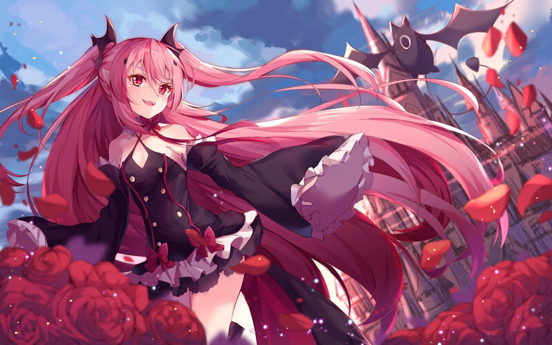 Pink-haired Girl with Bat Wings — Pink