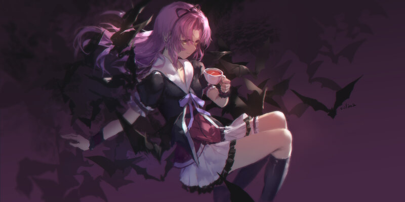 Pink-haired Girl with Bats