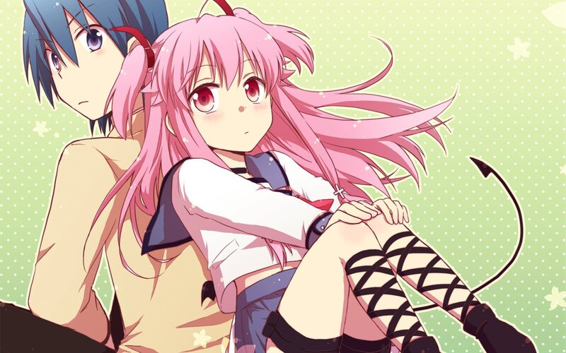 pink-haired girl with blue-haired boy